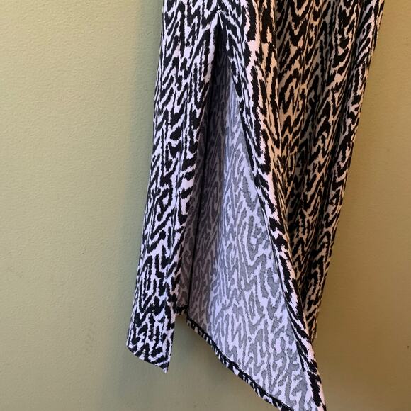 Banana Republic Dress Women S Jersey Stretch Halter Maxi Print Black White - Picture 6 of 12